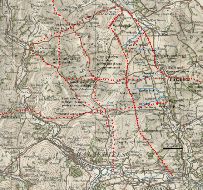 Map of roads for Melrose parish